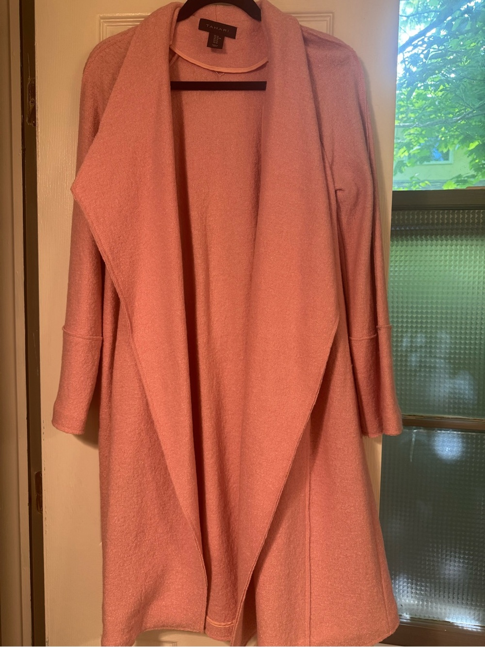 TAHARI Mauve Pink Wool Blend Open Front Coat - Picture 2 of 9